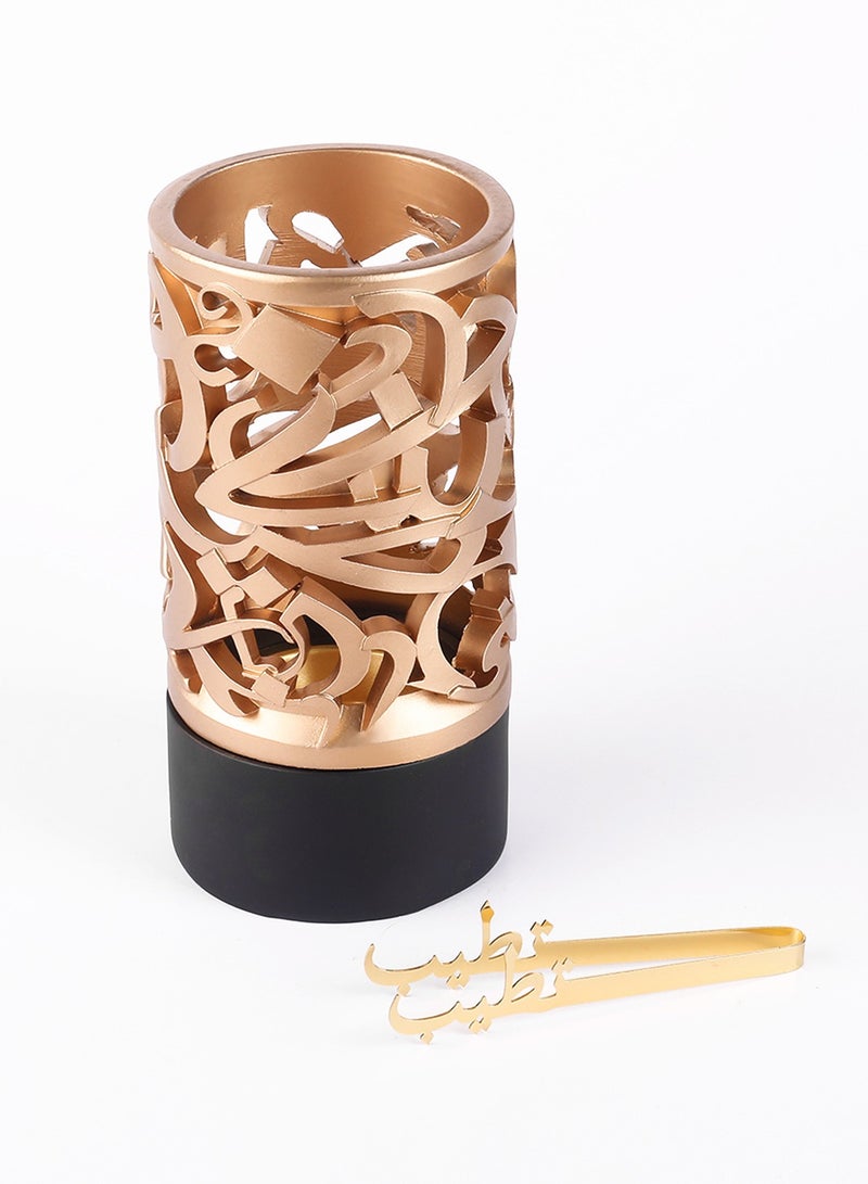 Gerenic NovalLife Hollow Out Gold-Plated Incense Burner Frankincense Resin Incense Burner, Bakhoor Burner, Charcoal Incense Burner, Incense Burner with Handle Tongs for Yoga, Spa Aromatherapy,Eid Ramadan - Image 2