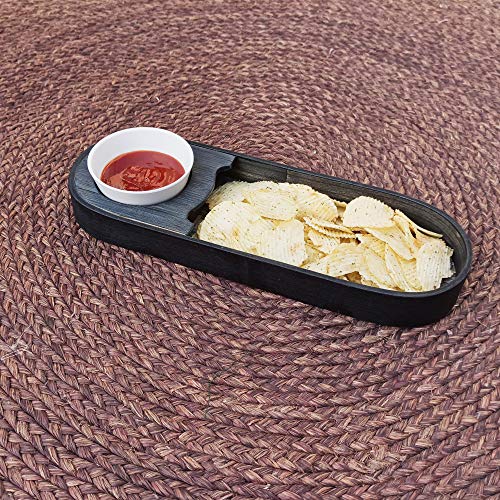 Kadam Haat Handmade Bamboo Chip & Dip Snacks Tray with Bowl, Ideal for Serving Snacks & Platter with Sauce | Starters, Nashta - Unique Design Dishes for Home or Restaurant (Black) - Image 4
