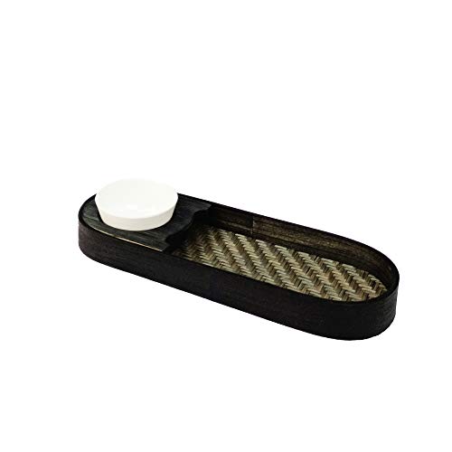 Kadam Haat Handmade Bamboo Chip & Dip Snacks Tray with Bowl, Ideal for Serving Snacks & Platter with Sauce | Starters, Nashta - Unique Design Dishes for Home or Restaurant (Black) - Image 1