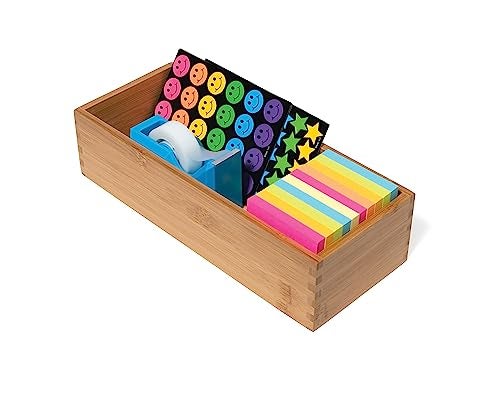 Lipper International Bamboo Wood Utensil Holder Storage Box for Cooking Tools, Makeup, or Office Supplies, 5" x 12" x 3" - Image 5