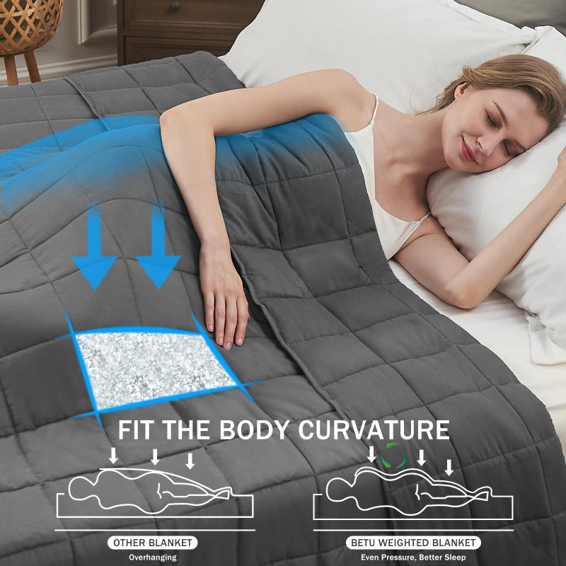 BETU Weighted Blanket for Adults 20lbs, 60"x80", Queen Size Cooling Heavy Throw Blanket for 130-220lbs, Microfiber Soft Thick Big Blankets Weighted Comforter Breathable Gift for Sleeping, Grey - Image 2