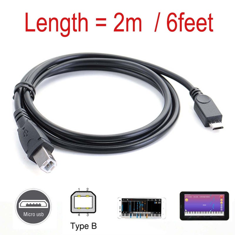 GuangMaoBo 6FEET Micro USB to Printer Cable,USB 2.0 to USB Type B Cable,Android Phone pc to Printer Cable Printer,Scanner,Electronic midi Piano,Electronic Drum,Digital Piano and USB 2.0 Hard Disk - Image 3