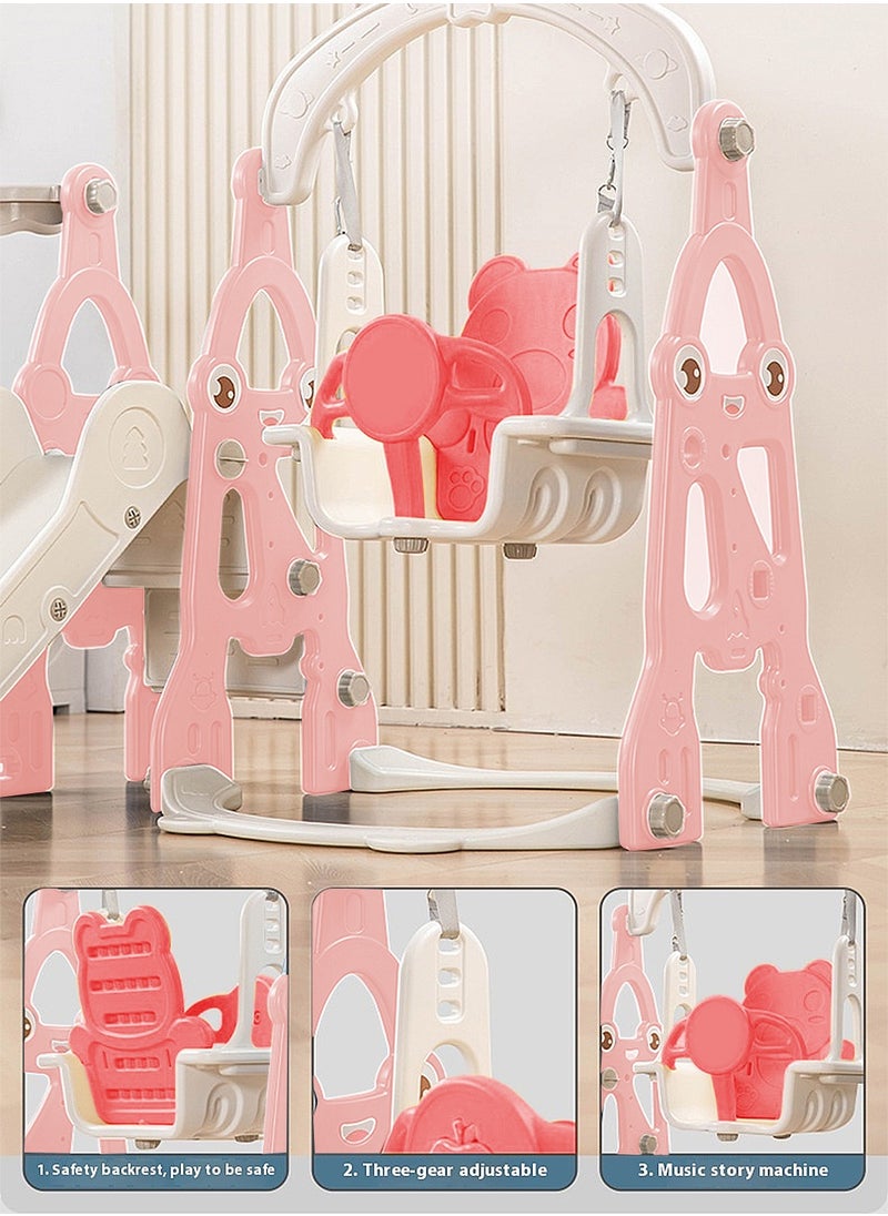 MaBaby - 3 in 1 Toddler Swing and Slide Set for Age 1-6 Indoor Playground for Children Baby Swing Set with Slide, Climber, Basketball Hoop and Long Slide for Boys and Girls - Image 1
