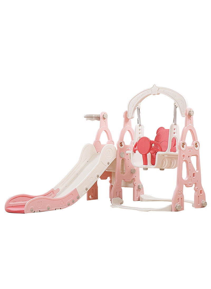 MaBaby - 3 in 1 Toddler Swing and Slide Set for Age 1-6 Indoor Playground for Children Baby Swing Set with Slide, Climber, Basketball Hoop and Long Slide for Boys and Girls - Image 1