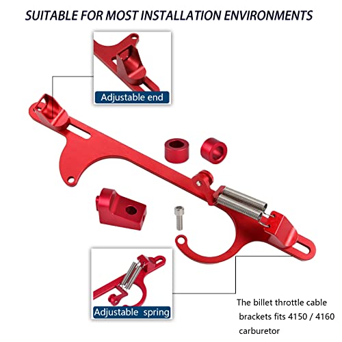 BAGARAATAN Throttle Cable Bracket for 4150 4160 Carburetors Billet Aluminum Adjustable Anodized Red - Image 4