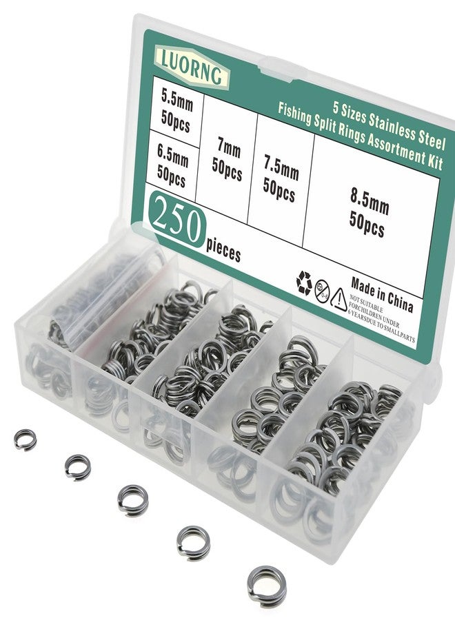LUORNG 250PCS Stainless Steel Split Ring Set 5.5/6.5/7/7.5/8.5mm Split Ring Lure Connector Suitable for DIY Handicraft Making - Image 3