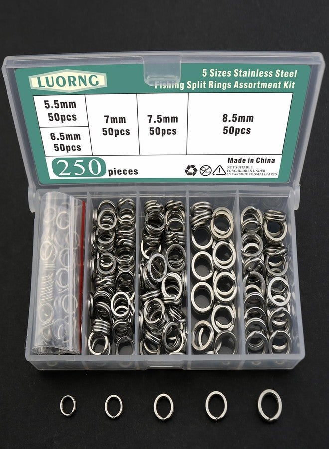 LUORNG 250PCS Stainless Steel Split Ring Set 5.5/6.5/7/7.5/8.5mm Split Ring Lure Connector Suitable for DIY Handicraft Making - Image 5