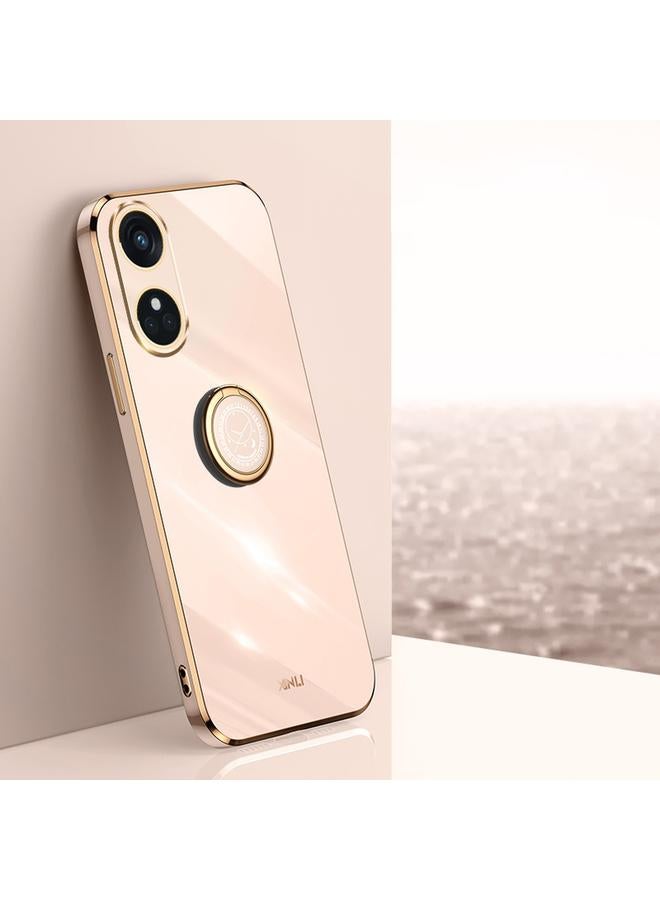 The Bros Case For OPPO Reno8 T 4G Straight Edge 6D Electroplate TPU Phone Case with Ring Holder
