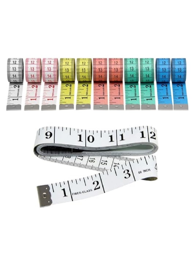 شريط قياس ناعم مزدوج الجوانب- شريط قياس لخياطة الملابس - مسطرة قياس الجسم- متعدد الالوان ( 5 قطع) - Image 1