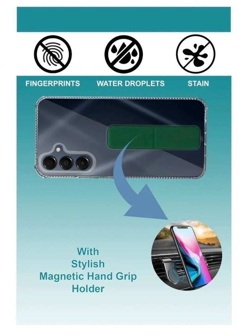 Case Cover For Samsung Galaxy A16 With Magnetic Hand Grip 3 in 1 Clear / Green