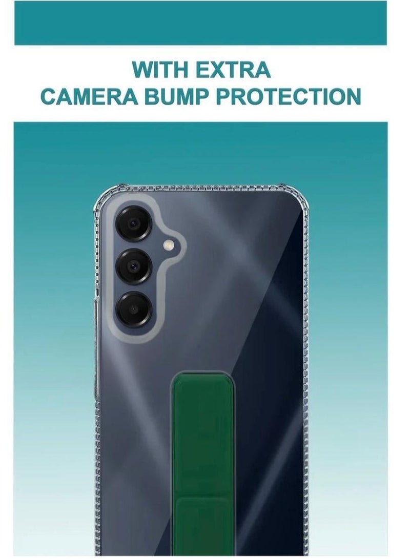 Case Cover For Samsung Galaxy A16 With Magnetic Hand Grip 3 in 1 Clear / Green