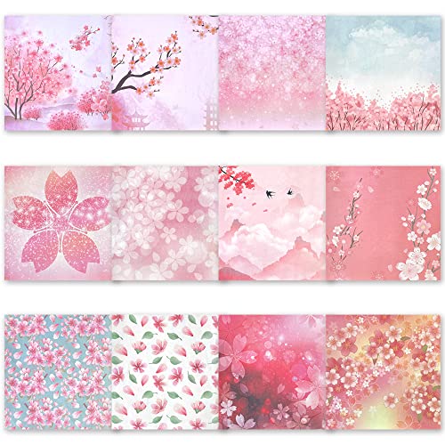Wanshui Origami 6x6 Paper Kit 50 Sheets 12 Vivid Colors Double Sided Printed Traditional Patterns Square for Arts Crafts Projects, Japanese Sakuras Flowers Chiyo - Image 2