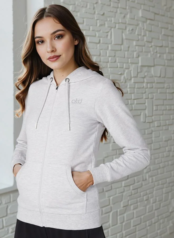 ADOT by Splash Plain Hoodie with Zip Closure and Pockets