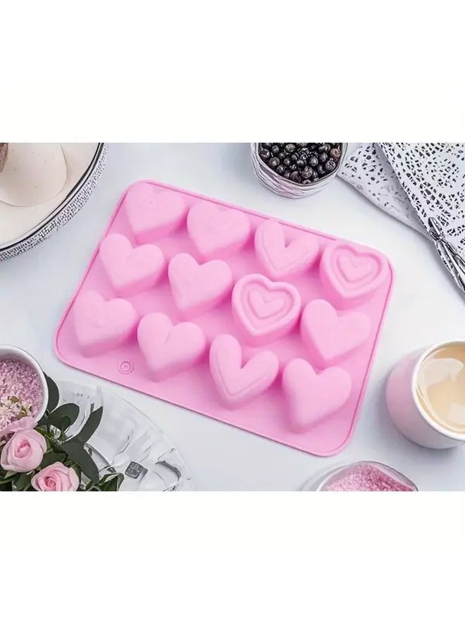 Pink Silicone Heart Mold Easy Demold Heat Resistant Baking Tool - Image 4