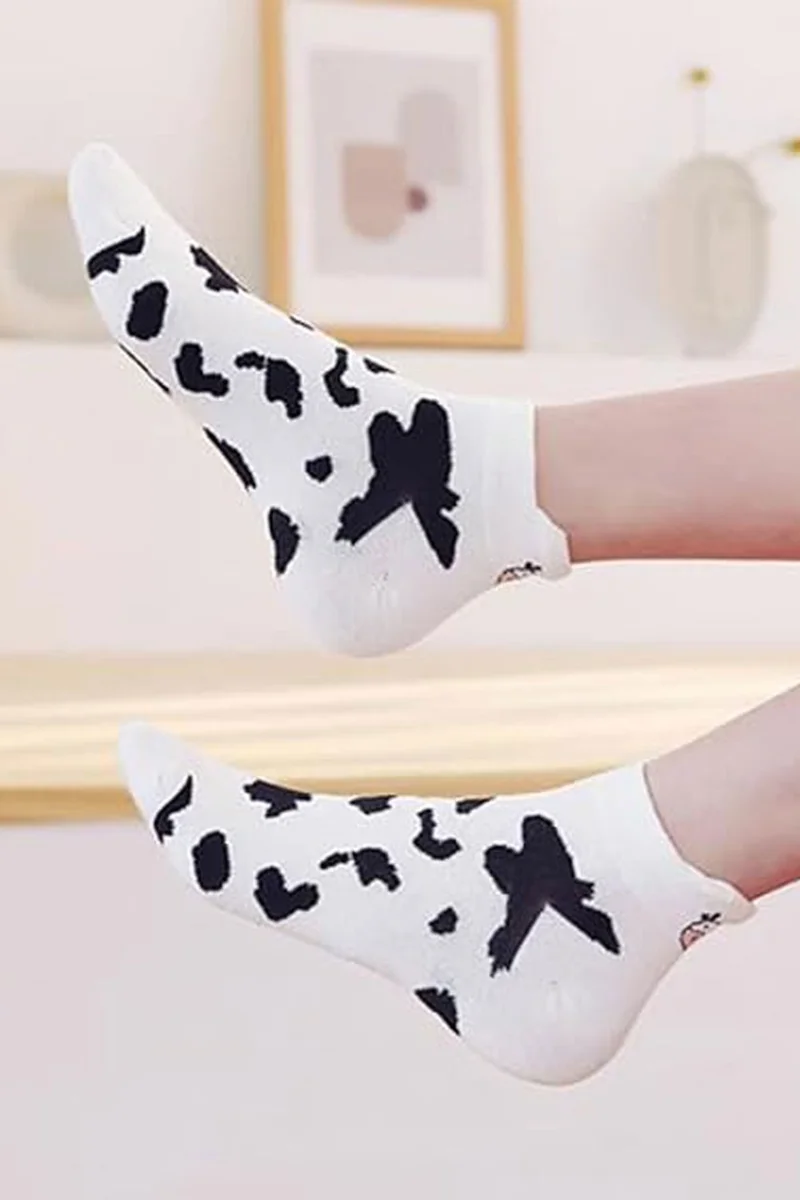 هيبسين راكيب Rival to All 6-Piece Women's Cow Patterned Short Ankle Socks Cotton