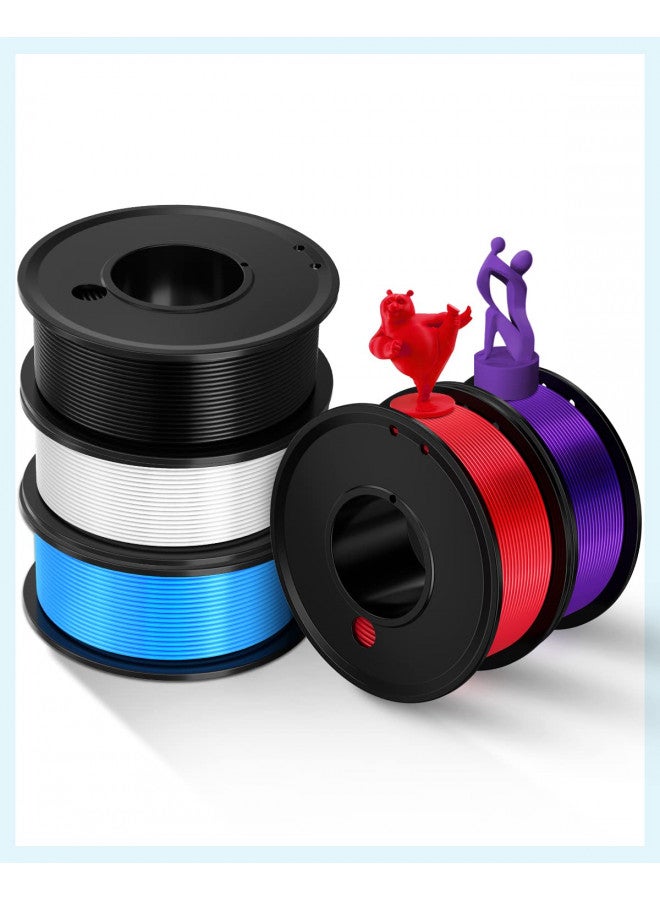 Haosegd Haosegd 3D Printer Filament PLA 1.75mm 3-D Printing Materials 5 Colors Bundle Print Filiment 1.75 mm White Black Red Blue Purple Dimensional Accuracy ±0.02mm Fillament Spool Vacuum Packaging 250G X 5 - Image 4