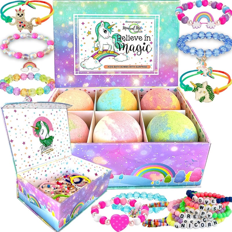 Mineral Me California Unicorn Bath Bombs for Girls with Jewelry Inside  Jewelry Box for Kids  Organic Skin Moisturizing Natural Bubble Bath Bombs for Kids with Surprise Toy Inside Birthday Gifts for Girls Kids