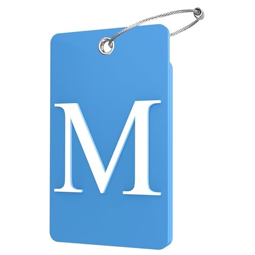 Gostwo 2 Pack Luggage Tags for Suitcases 26 Initial Letter Travel Luggage Baggage Identification Labels ID Tag Fully Bendable Tags with Stainless Steel Loop Blue Letter M - Image 1