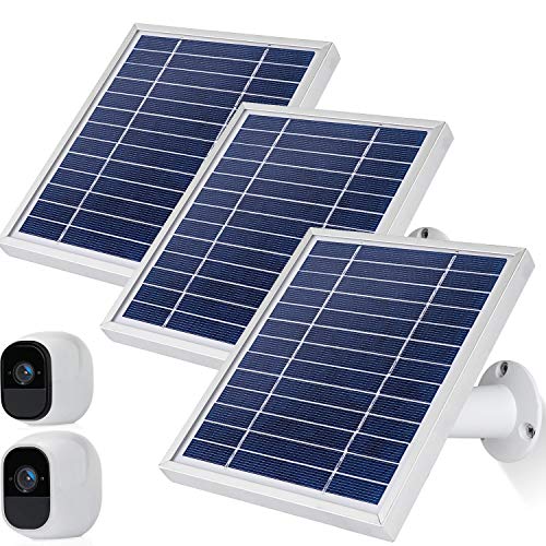 iTODOS Solar Panel Works for Arlo Pro and Arlo Pro2 Camera,11.8feet Power Cable and Adjustable Mount (3 Pack,Silver) - Image 1