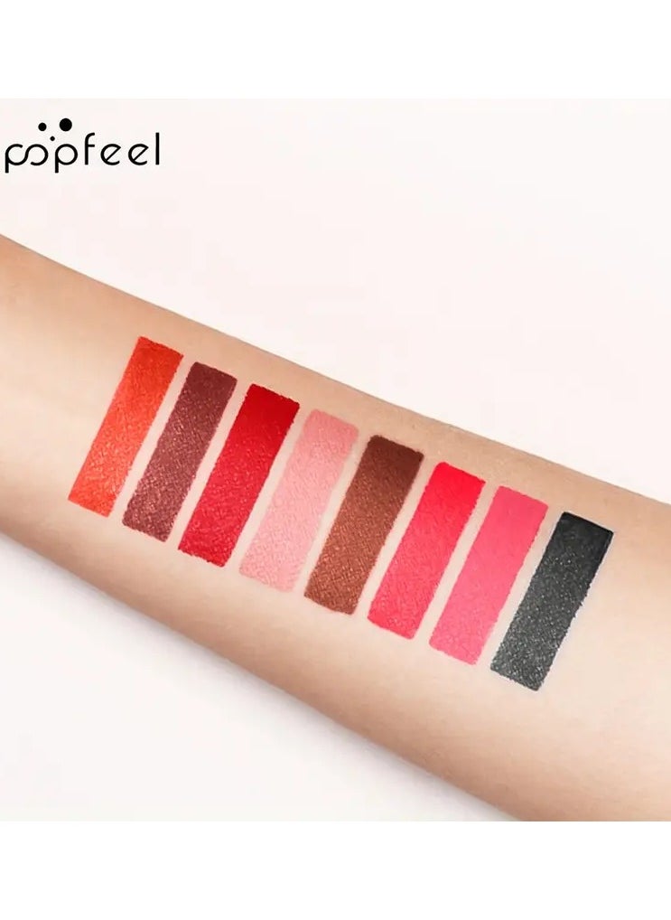 popfeel Non-stick Cup Matte Lip Gloss, Misty Lip Glaze, Non-fading Liquid Lipstick 8 Colors To Choose From Long Lasting High Pigmented Halloween Stage Makeup Valentine's Day Gifts #P301-1  - Image 3