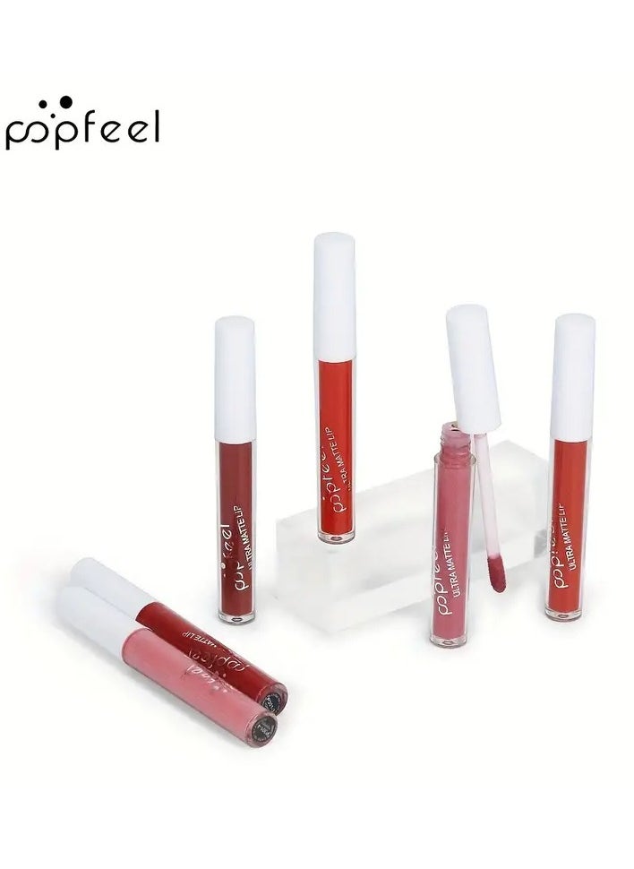 popfeel Non-stick Cup Matte Lip Gloss, Misty Lip Glaze, Non-fading Liquid Lipstick 8 Colors To Choose From Long Lasting High Pigmented Halloween Stage Makeup Valentine's Day Gifts #P301-1  - Image 5