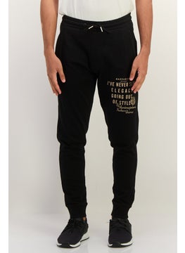 Gazzarrini Men Regular Fit Printed Drawstring Jogger Pants, Black  - Image 1