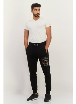 Gazzarrini Men Regular Fit Printed Drawstring Jogger Pants, Black  - Image 2