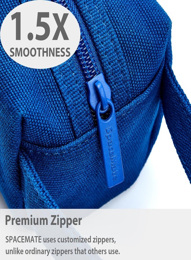 SPACEMATE Pencil Case Pouch Box Bag School Supplies Girls Boys Kids, Cute Preppy Stuff Large Big Capacity Aesthetic Canvas Pen Organizer, Back to College Stationary, Blue, Simple Style, 1200ml - Image 4