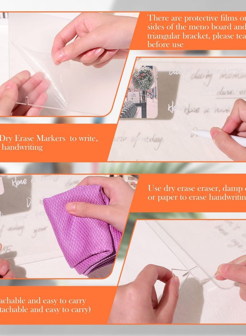 3 Pack Acrylic Dry Erase Board with Stand, Clear Memo Tablet for Writing and Display - Frameless Small Whiteboard Alternative School, Office, Home (20×30cm) - Image 3