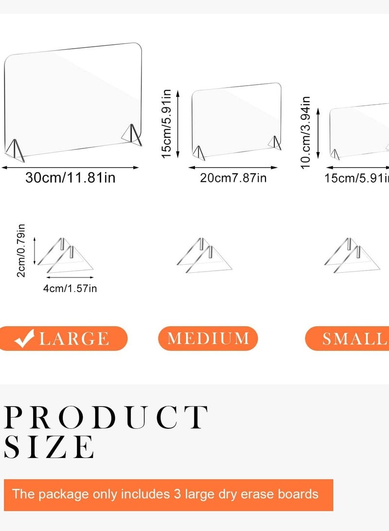 3 Pack Acrylic Dry Erase Board with Stand, Clear Memo Tablet for Writing and Display - Frameless Small Whiteboard Alternative School, Office, Home (20×30cm) - Image 1