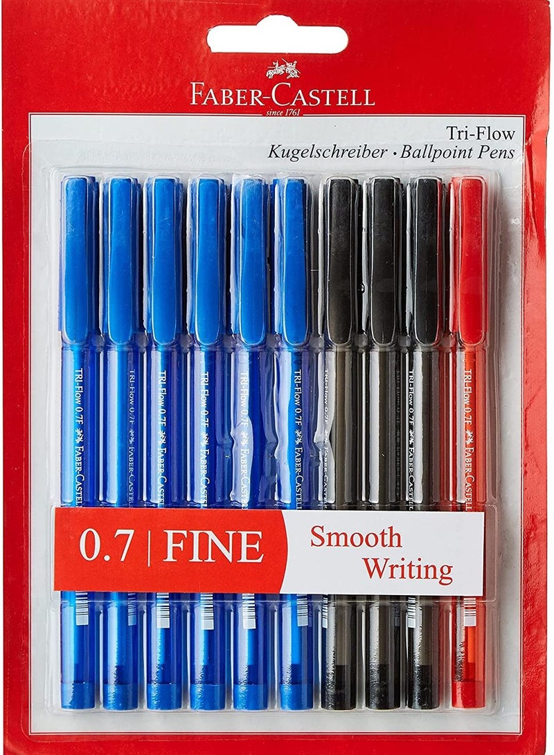 FABER-CASTELL قلم حبر جاف ثلاثي الألوان مكون من 10 قطع