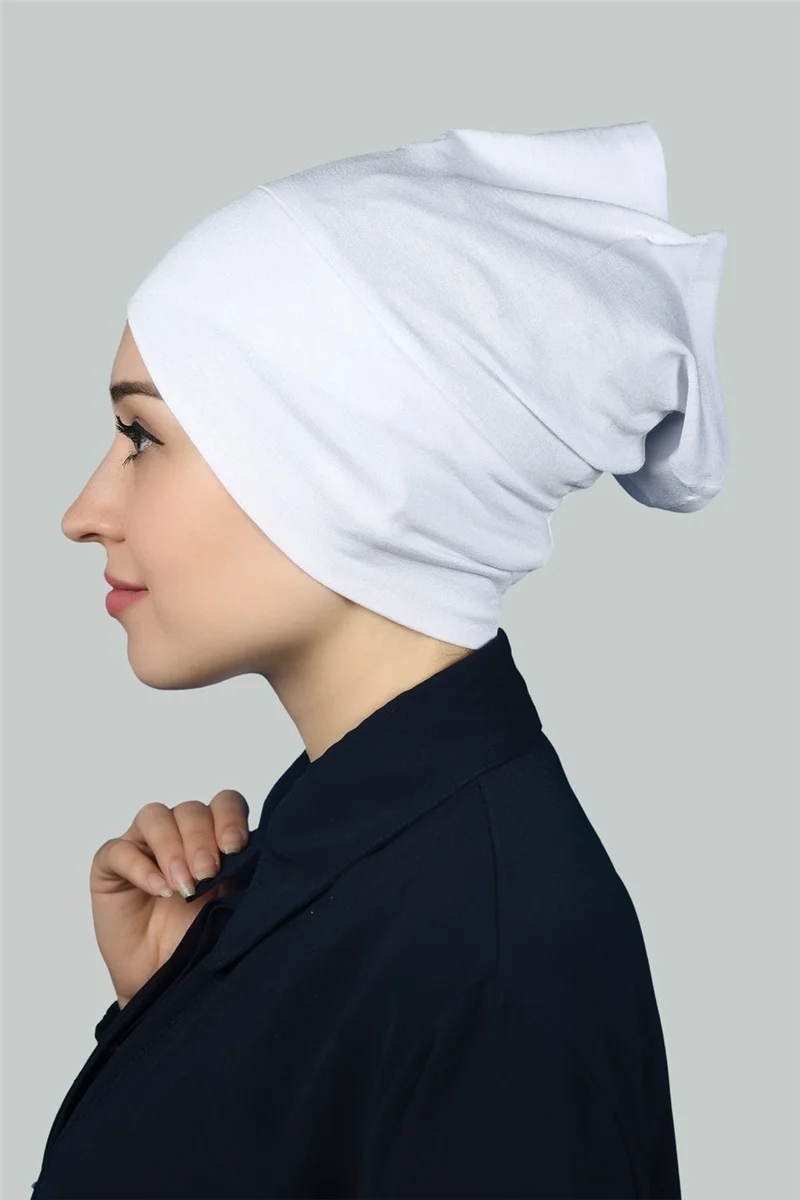 التوبة Cross Outer Hijab Bonnet Combed Cotton - White