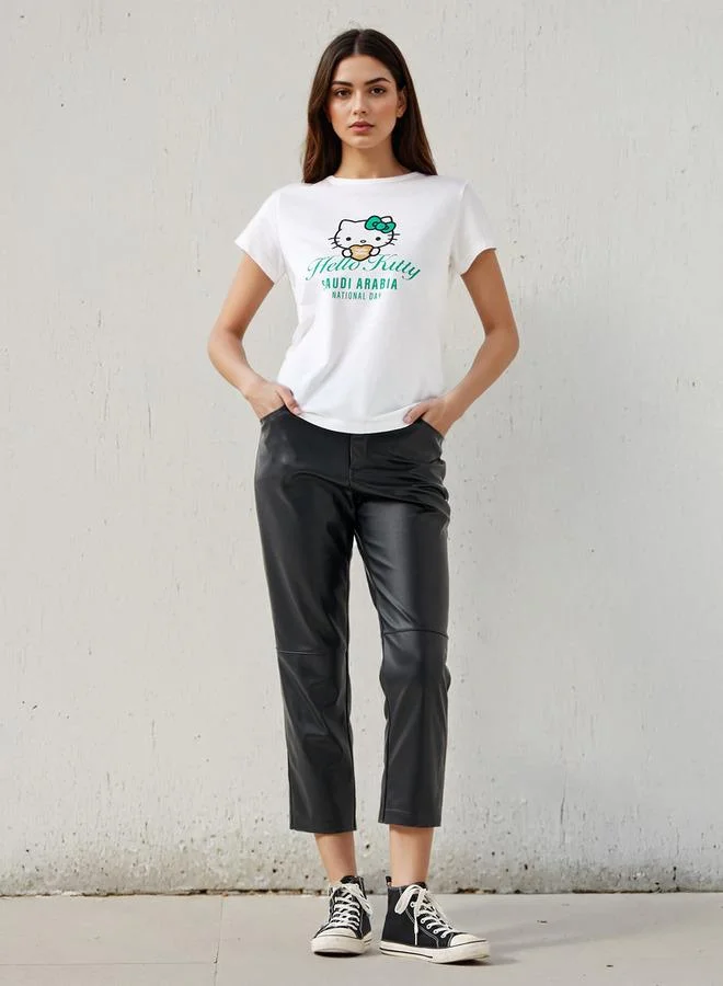 SP Characters KSA National Day Print Crew Neck T-shirt