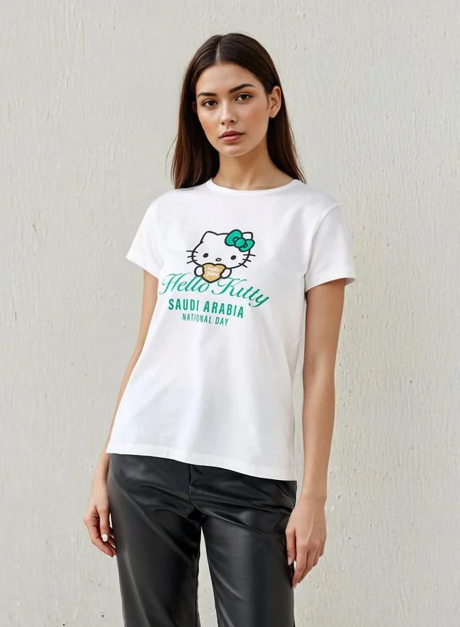 SP Characters KSA National Day Print Crew Neck T-shirt