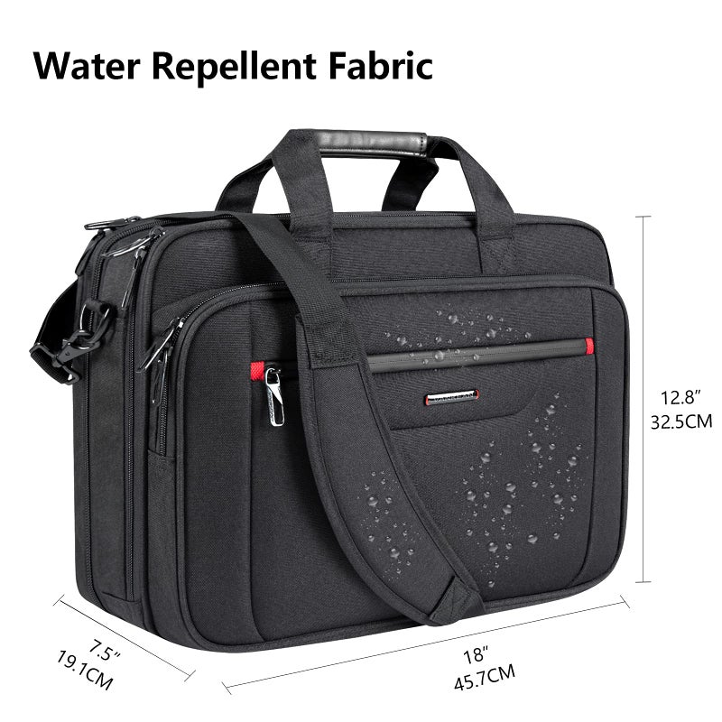 VANKEAN Laptop Briefcase Premium Laptop Case Fits Up to 17.3 Inch Business Shoulder Bag Laptop Expandable Water-Repellent Messenger Bag for Men/ Women Computer Bag for Travel/ Business/ Black - Image 2