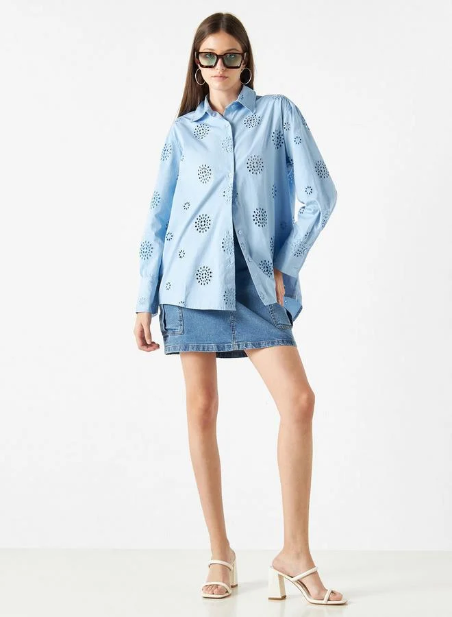 لي كوبر قميص بتطريز شيفلي بأكمام طويلة من لي كوبر