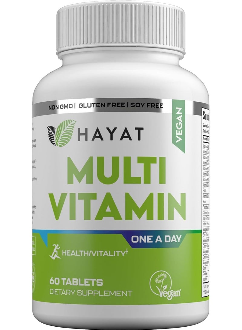 Hayat Vitamins Vegan Natural Multivitamin, Certified Halal, 60 Tablets - Image 1