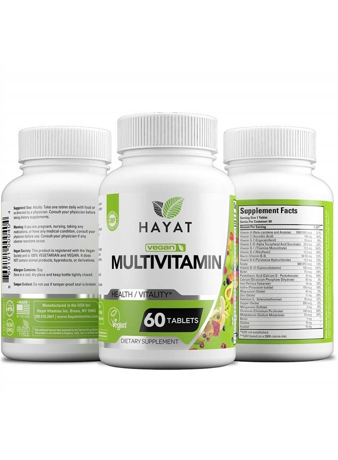 Hayat Vitamins Vegan Natural Multivitamin, Certified Halal, 60 Tablets - Image 3
