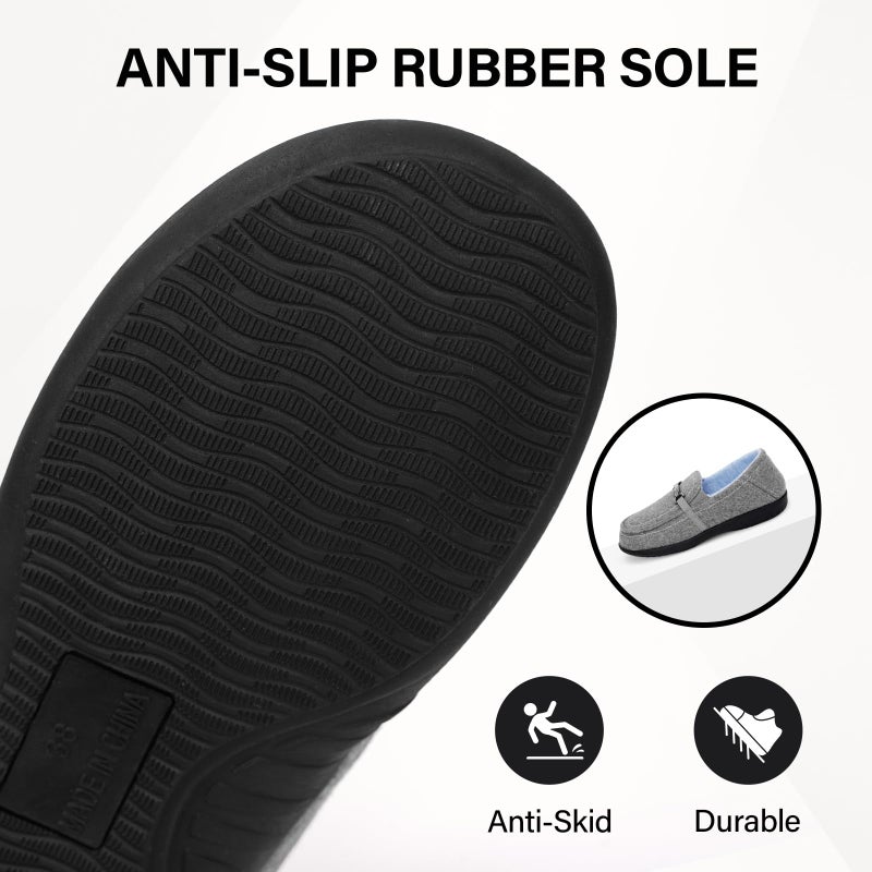 ERGOfoot Women's Moccasin Slippers with Arch Support, Closed Back, Orthopedic Slippers for Plantar Fasciitis, Foot Pain Relief, Fleece Lining House Shoes for Indoor Outdoor Anti-Skid, Grey W8 - Image 5