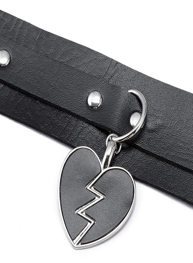 Gangel Heart Theme Choker Punk PU Leather Choker Goth Necklace Chain Rock Chokers Collar Halloween Cosplay Costume for Women (Pack of 1) (Black) - Image 3