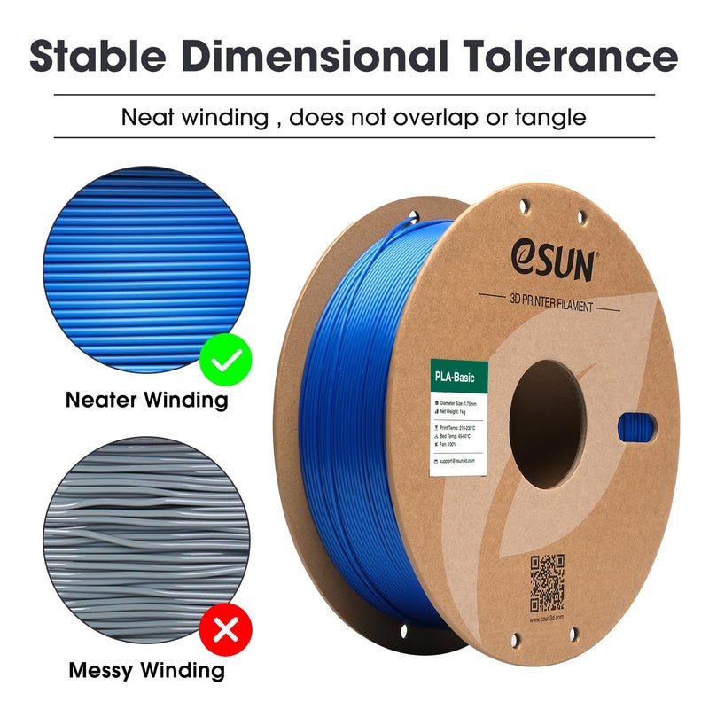 eSUN PLA Basic Filament 1.75mm, 3D Printer Filament High Speed PLA for Fast Printing, 1KG Spool (2.2 LBS) 3D Printing Filament for High Speed 3D Printers, Blue - Image 2