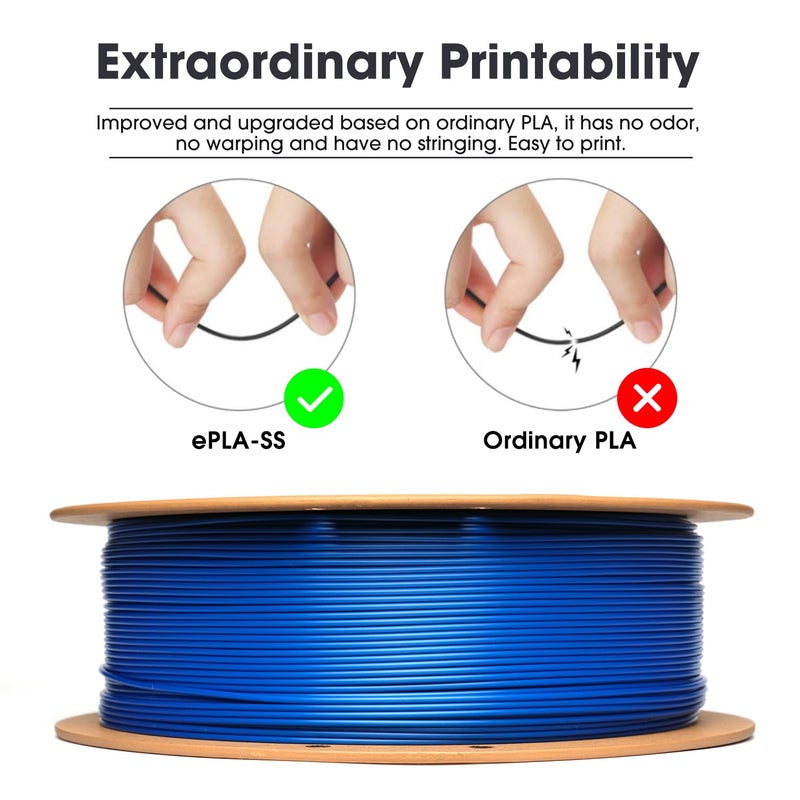 eSUN PLA Basic Filament 1.75mm, 3D Printer Filament High Speed PLA for Fast Printing, 1KG Spool (2.2 LBS) 3D Printing Filament for High Speed 3D Printers, Blue - Image 3