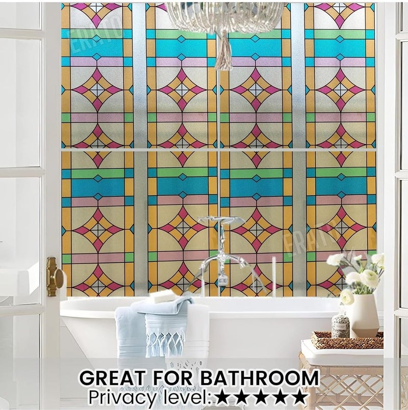 ERATO ™ Vinyl Self Adhesive Frosted Window Glass Film Privacy Frosted Film for Office/Home/Bathroom Static Cling Frosted Film (Inch 24x144, Color Print Frosted) - Image 2