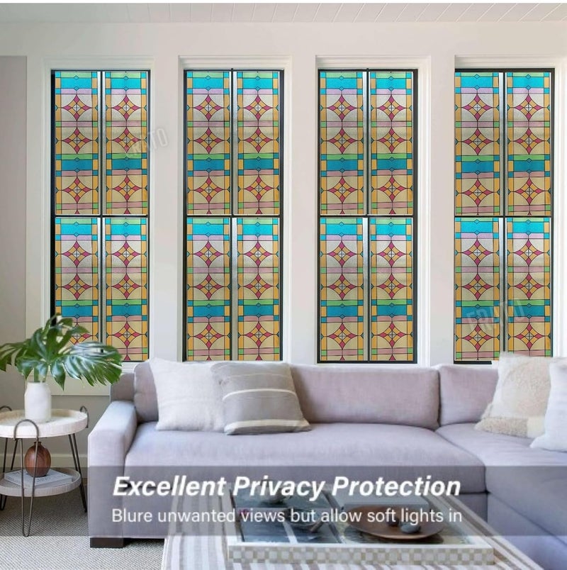 ERATO ™ Vinyl Self Adhesive Frosted Window Glass Film Privacy Frosted Film for Office/Home/Bathroom Static Cling Frosted Film (Inch 24x144, Color Print Frosted) - Image 4