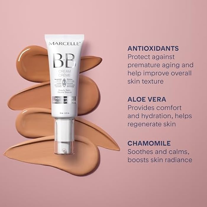 Marcelle BB Cream Beauty Balm, Medium-Dark, Tinted Moisturizer, Skin Enhancer, Lightweight, Hydrating, Hypoallergenic, Non-Comedogenic, Fragrance-Free, Paraben-Free, Oil-Free, Cruelty-Free, 1.5 fl oz - Image 2