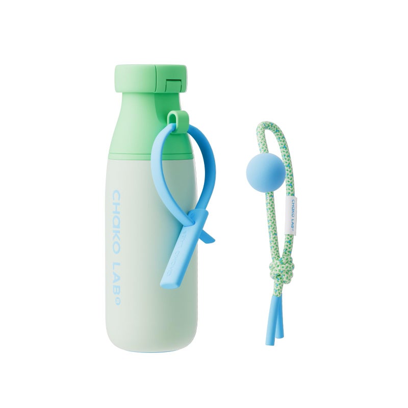 CHAKO LAB Insulated Stainless Steel Water Bottle with Two Strap | BPA-Free Leak Proof | 17oz Bottle with Spout Lid & Straw | Mint Milk - Image 1