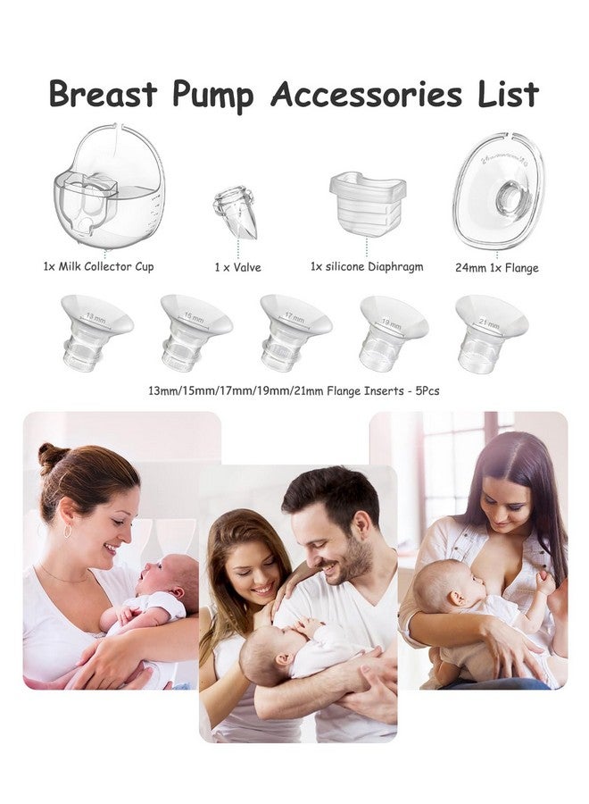ملحقات مضخة الثدي القابلة للارتداء، أجزاء مضخة بديلة، شفة 24 مم، صمام منقار البط، غشاء سيليكون، كوب تجميع الحليب متوافق مع MOMMED S18 S21، 5 قطع إضافية من حشوات الشفة - Image 4