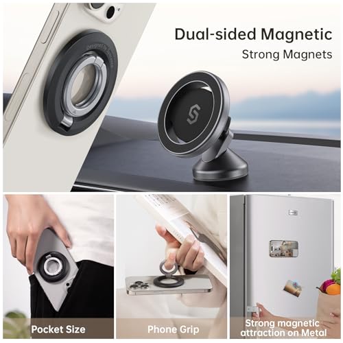 SYNCWIRE for MagSafe Ring Holder, Magnetic Phone Ring Holder Magnet Cell Phone Grip Finger Ring Kickstand Compatible with iPhone 17 16 15 14 13 12 Pro Max fits MagSafe Accessories - Image 3
