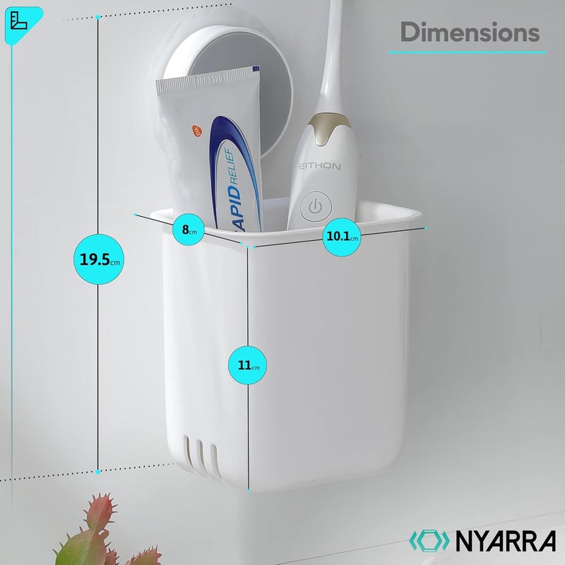 Nyarra Toothbrush Holder For Bathroom Easy Wall Mount Magic Sticker Self Adhesive Multifunctional Organizer For Electric Toothbrush ToothpasteNr1358 acrylonitrile_butadiene_styrene Pack Of 1 - Image 3
