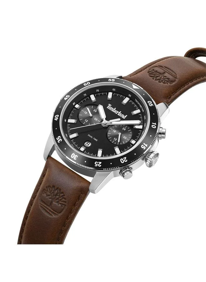 تمبرلاند Parkman Black Dial Leather Strap Multifunction Watch for Men, 44mm